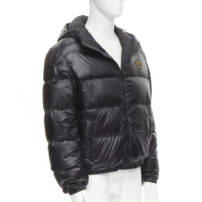 VERSACE gold Medusa badge black goose down duvet puffer jacket IT50 L