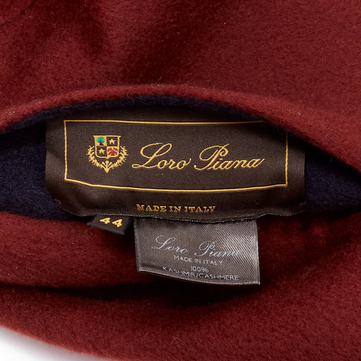 LORO PIANA 100% double faced cashmere burgundy navy Reversible coat IT44 L