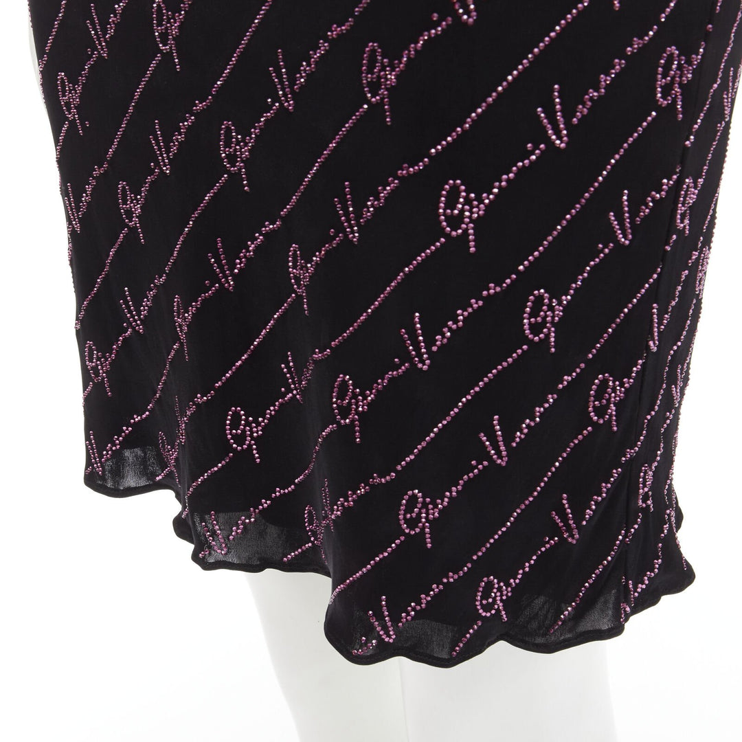 VERSACE Gianni Signature black pink crystal Medusa mini dress IT38 XS