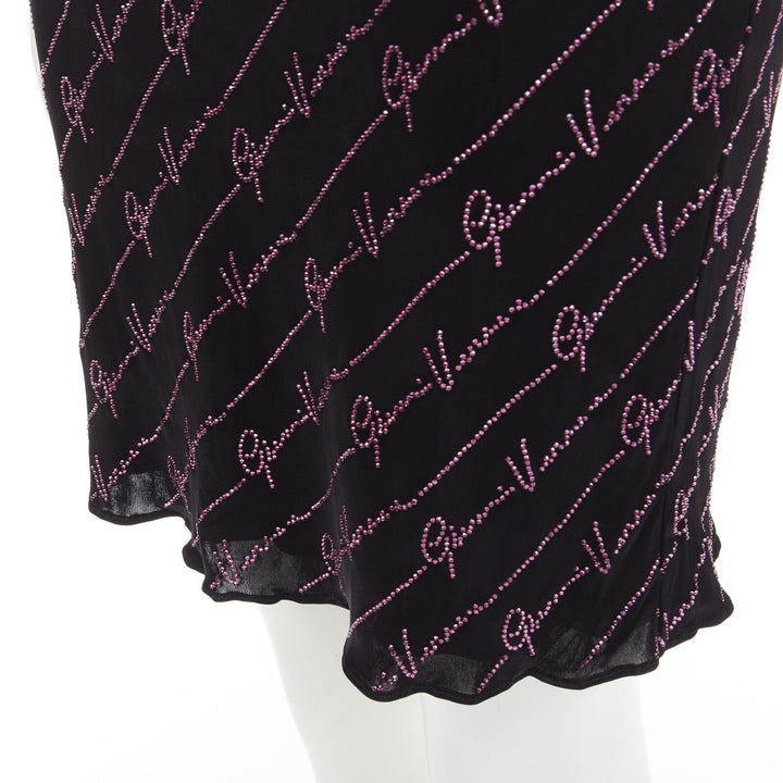 VERSACE Gianni Signature black pink crystal Medusa mini dress IT38 XS