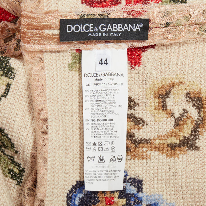 DOLCE GABBANA 2012 Runway baroque floral needlepoint sheer lace shift dress IT44