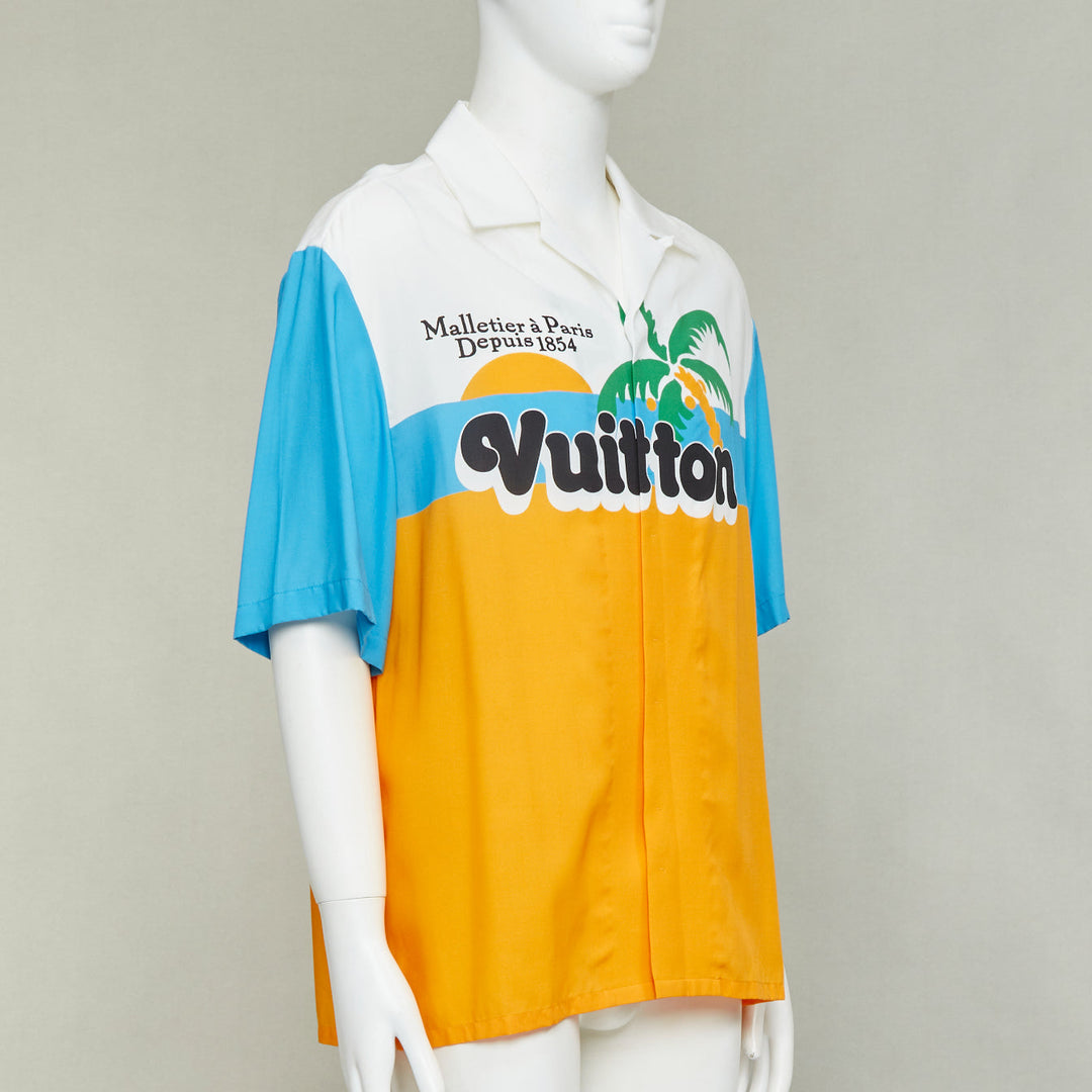 rare LOUIS VUITTON 2024 VIP LVers Limited yellow blue lyocell bowling shirt L