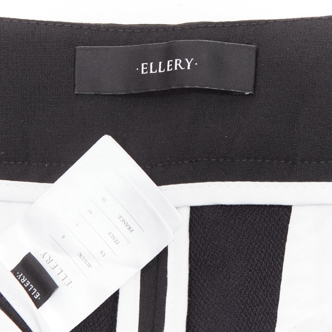 ELLERY black virgin wool blend cropped cascared flared pants US8 L