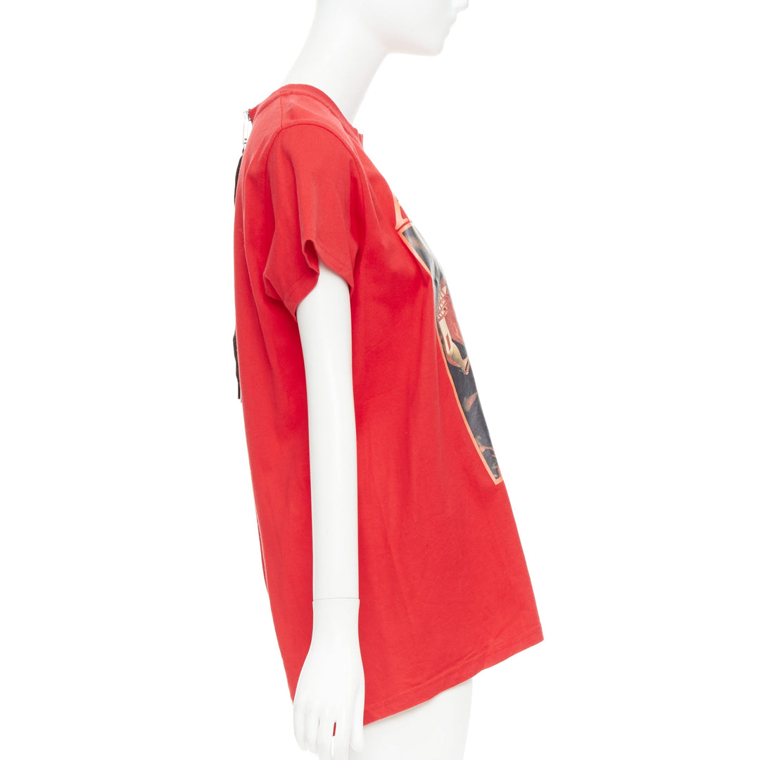 ALYX Love Chaos red cotton jewelry print open back zip tshirt S