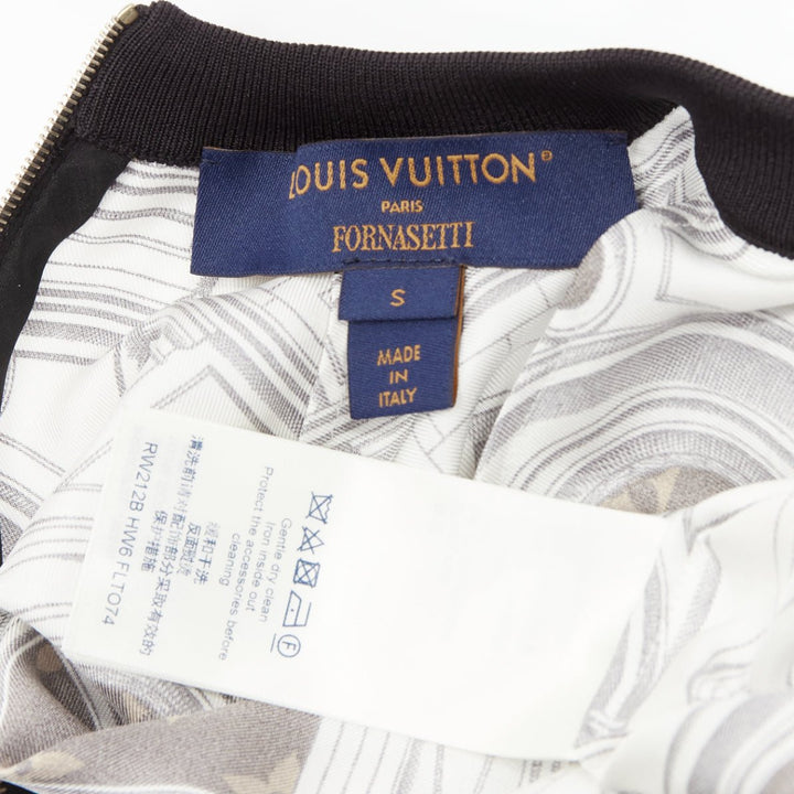 rare LOUIS VUITTON FORNASETTI 100% silk monogram graphic print cropped sweater S