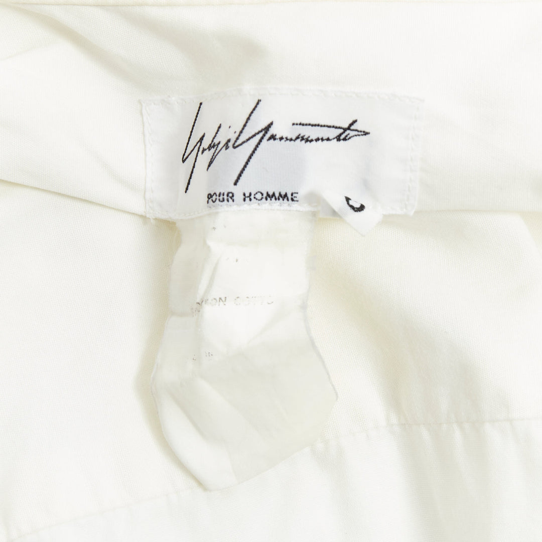 YOHJI YAMAMOTO cream cotton cut out collar pocketed dress shirt JP3 L