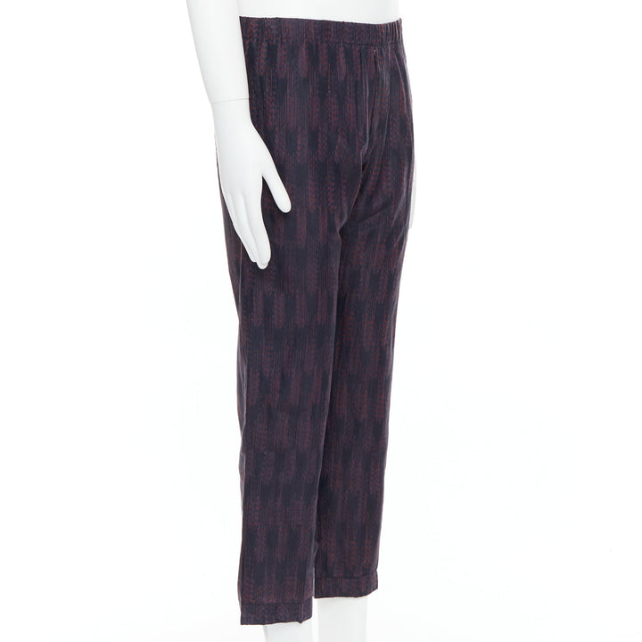 Male mannequin wearing Dries Van Noten Black Silk Men Pants in Size IT46 | Available at JHROP