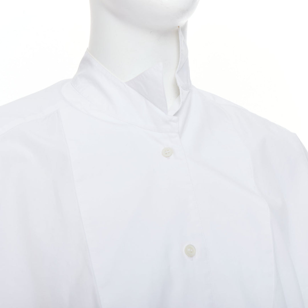 LOEWE white cotton asymmetric collar cropped sleeve boxy shirt S
