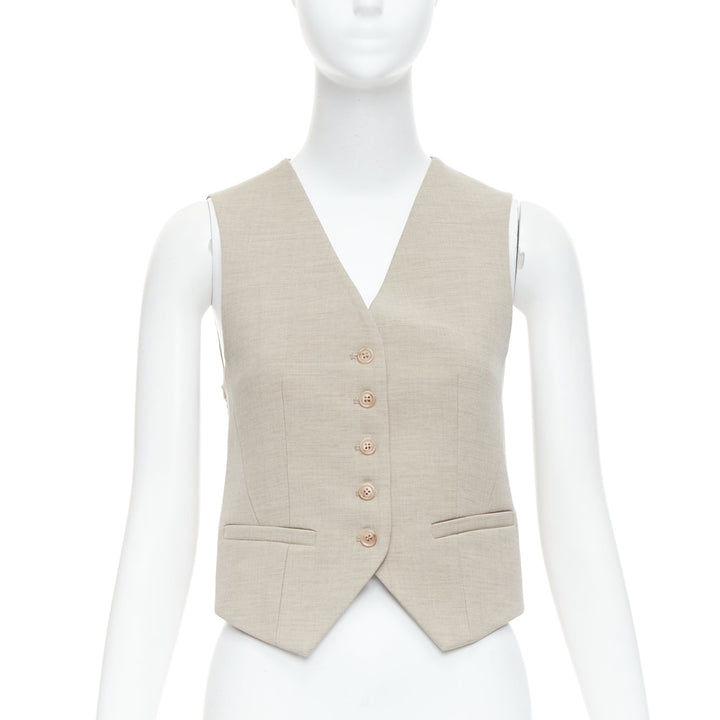 FRANKIE SHOP Gelso khaki tencel buttons waistcoat vest top XS