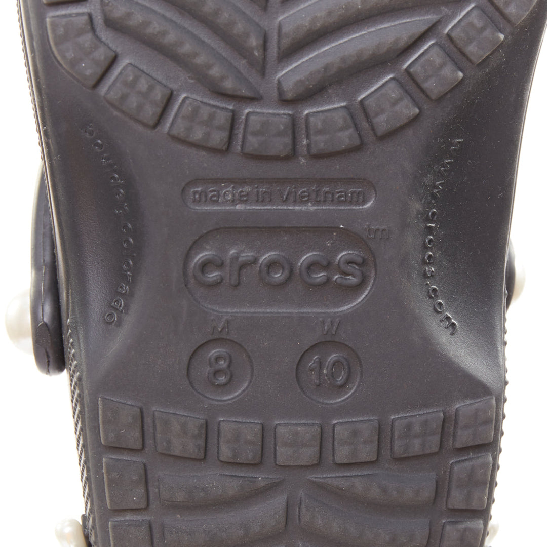 SIMONE ROCHA CROCS black pearl crystal embellished gibbitz clogs US10 EU40