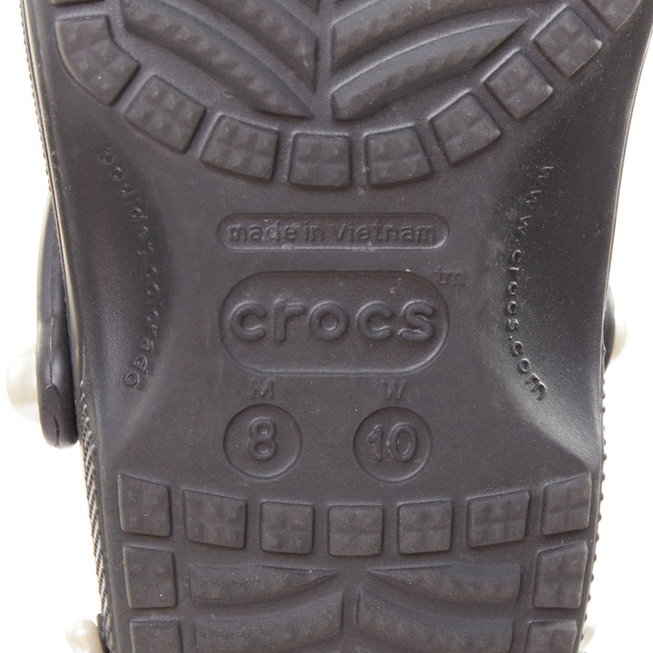 SIMONE ROCHA CROCS black pearl crystal embellished gibbitz clogs US10 EU40