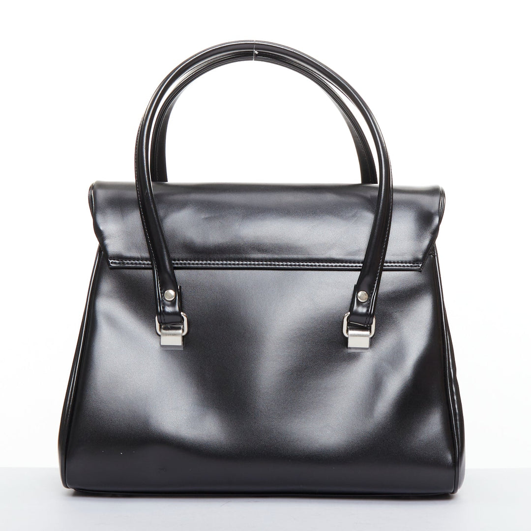 COMME DES GARCONS CDG black buffed faux leather foldover duffle bag