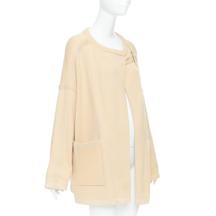 CHLOE barley brown wool blend embroidered C logo cardigan coat S