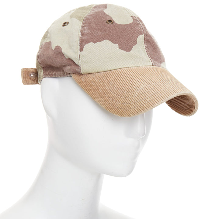 A.P.C. khaki camel camouflage corduroy beak baseball cap hat S