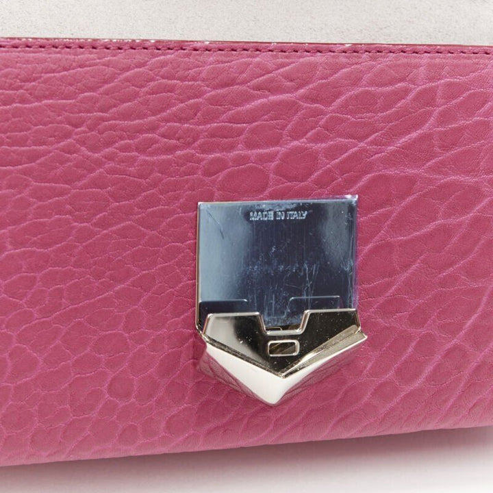 JIMMY CHOO Lockett Petite fuschia pink grainy leather buckle shoulder bag