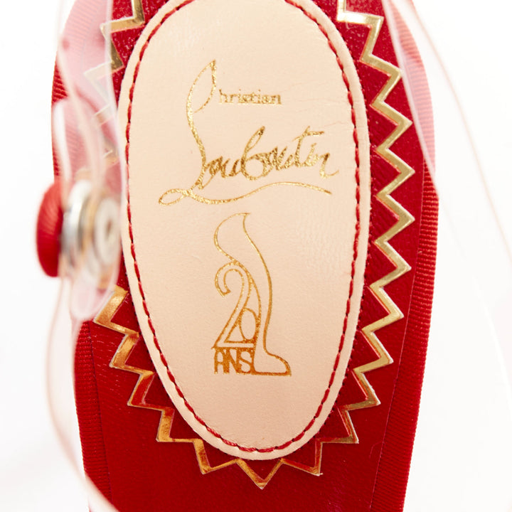 CHRISTIAN LOUBOUTIN 20th Anniversary Bow Bow 100 PVC red grosgrain heels EU38.5