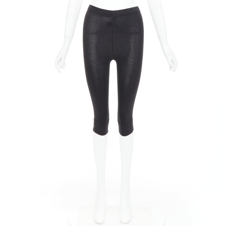 MASTERMIND JAPAN black  grey embroidered skull knit cropped legging IT38 XS