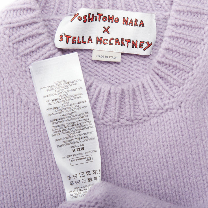 STELLA MCCARTNEY Yoshitomo Nara 2022 lilac Mission Sheep Intarsia wool sweater M