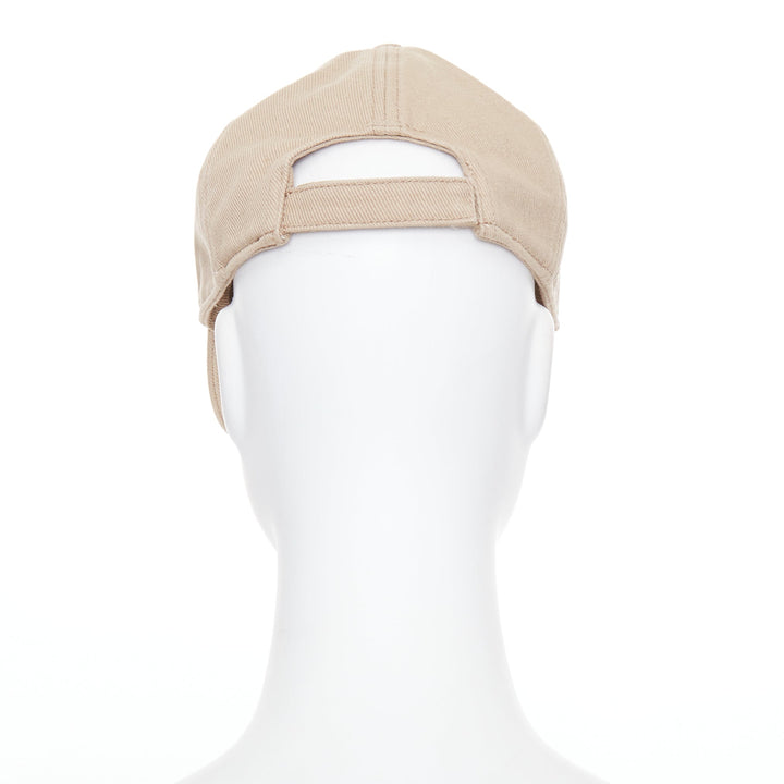 MIU MIU 2023 Drill khaki white cotton twill white logo baseball cap L