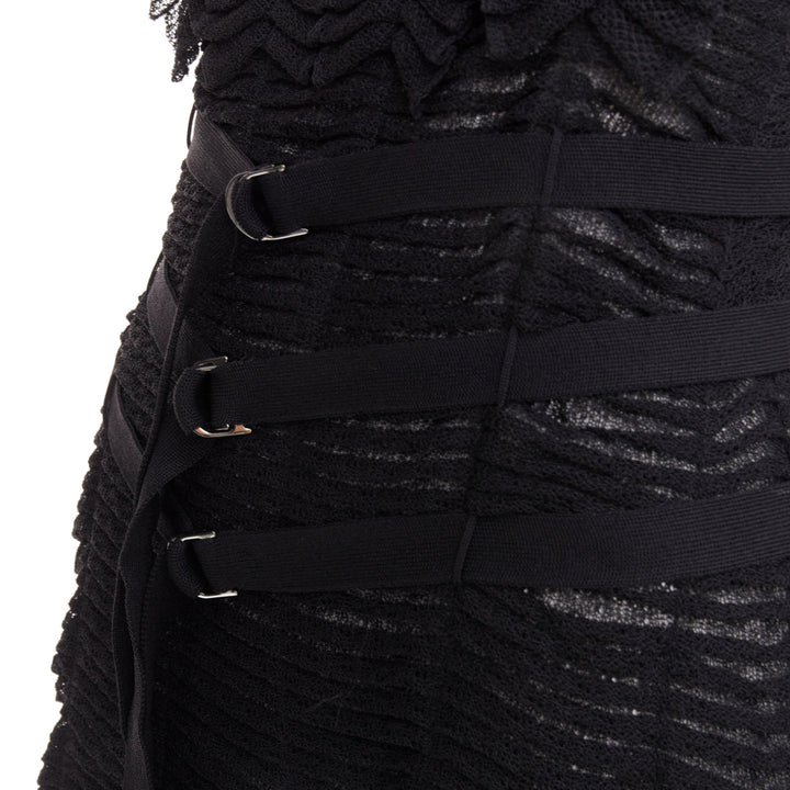 CHRISTIAN DIOR Galliano 2003 Vintage Bondage black shredded knit dress FR38 M