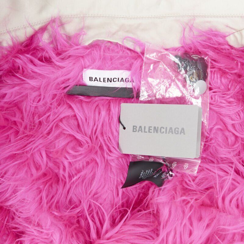 BALENCIAGA 2018 Runway Layering 7 layer pink fur lined parka jacket XL