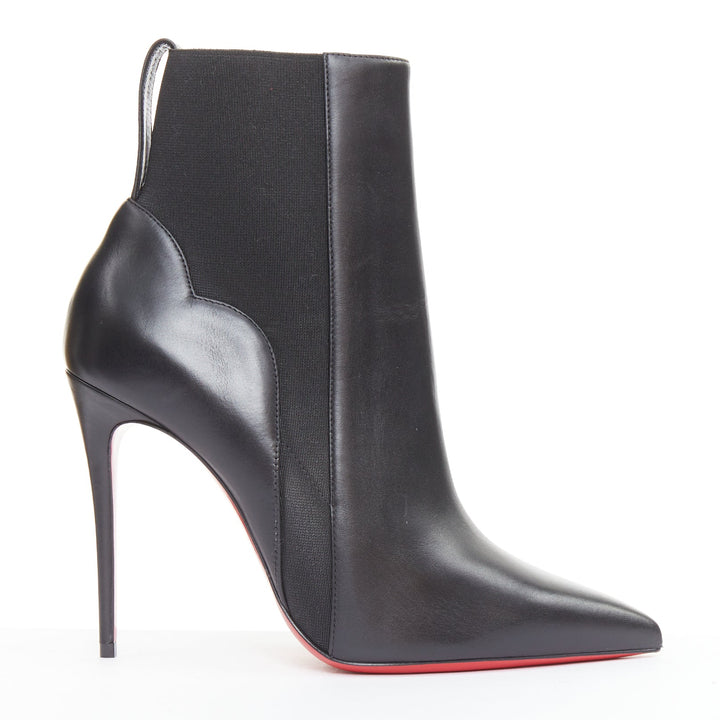 CHRISTIAN LOUBOUTIN Chelsea Chick Booty 100 black gusset ankle boots EU38 US8