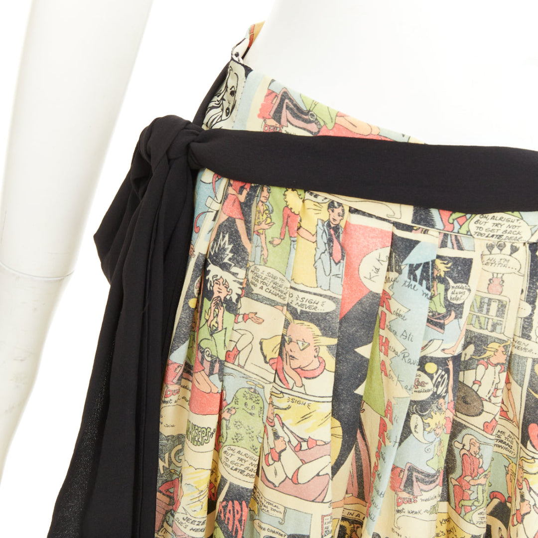 PRADA 2018 Runway manga anime comic strip graphic black tie silk skirt IT40 S