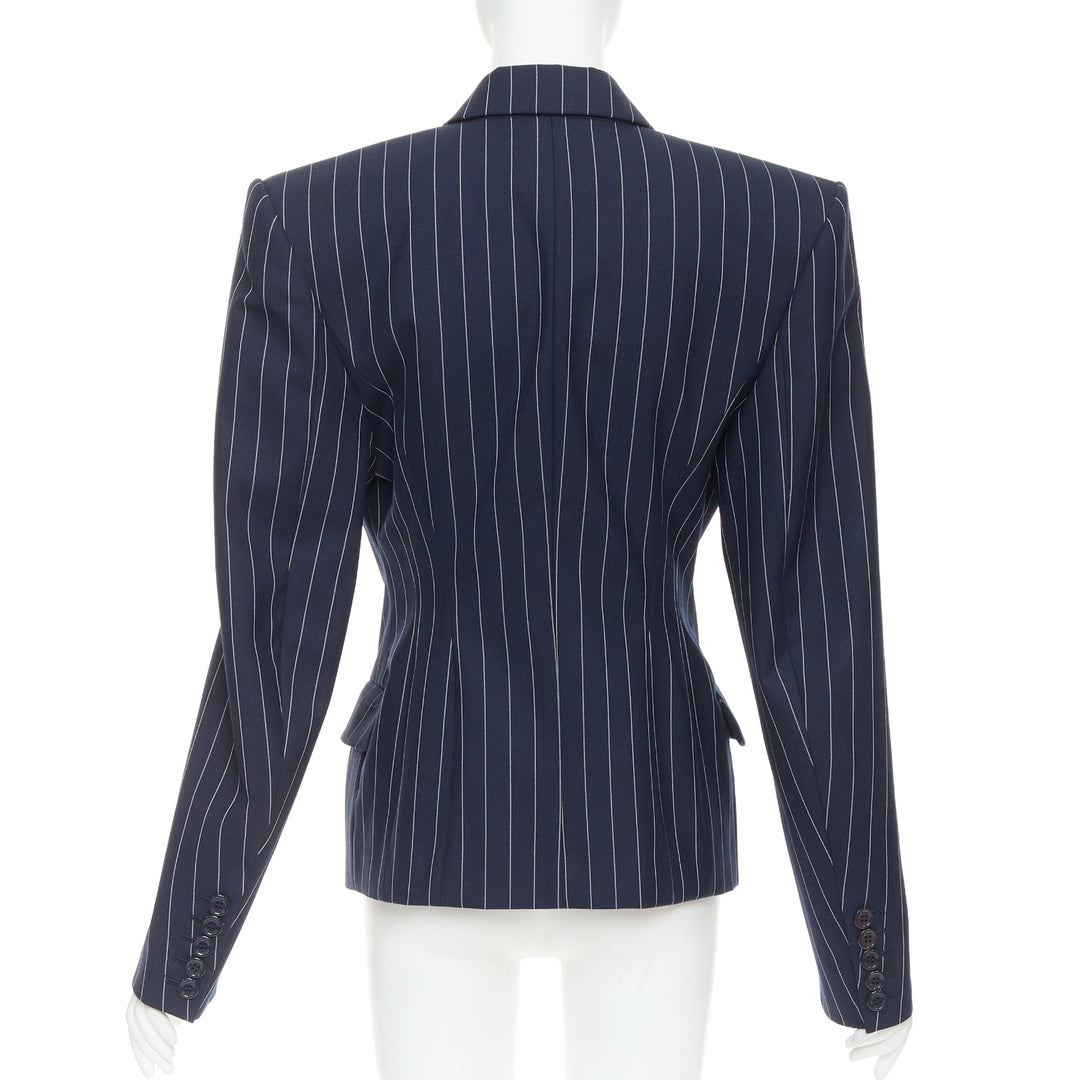 ALEXANDRE VAUTHIER navy blue pinstripe double breasted blazer jacket FR36 S
