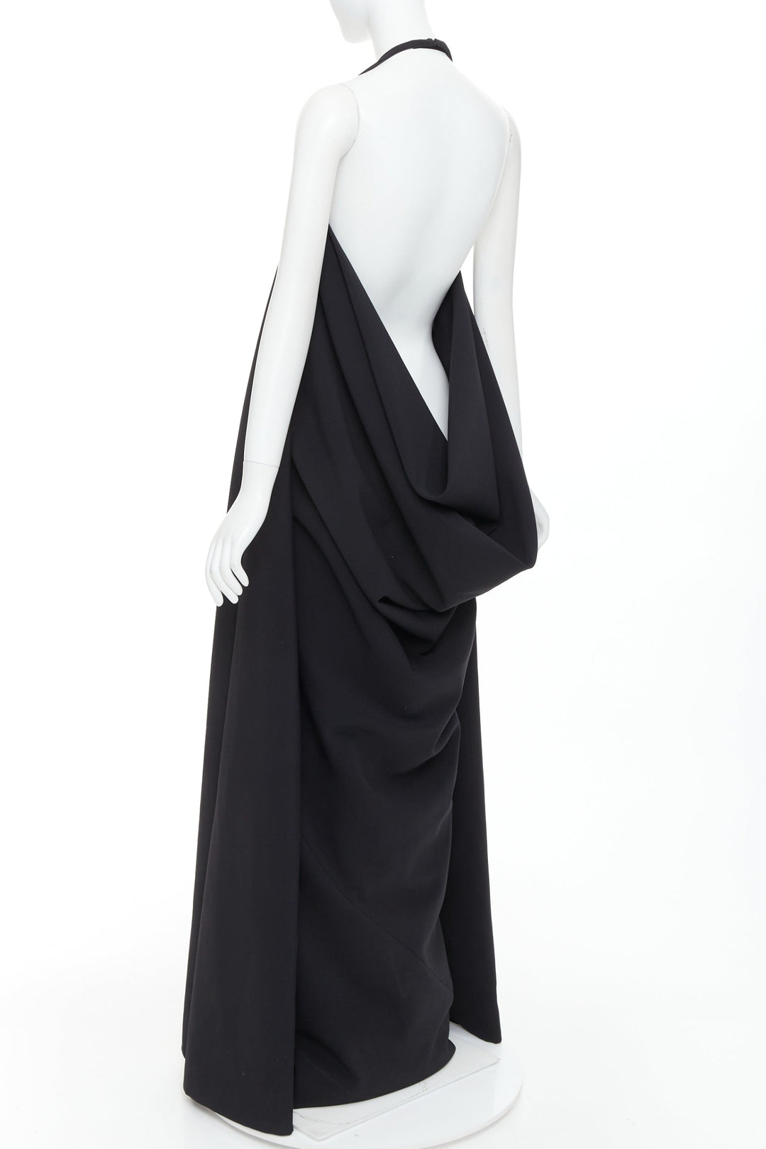 ALEXANDRE VAUTHIER COUTURE black halter neck cowl back voluminous maxi gown