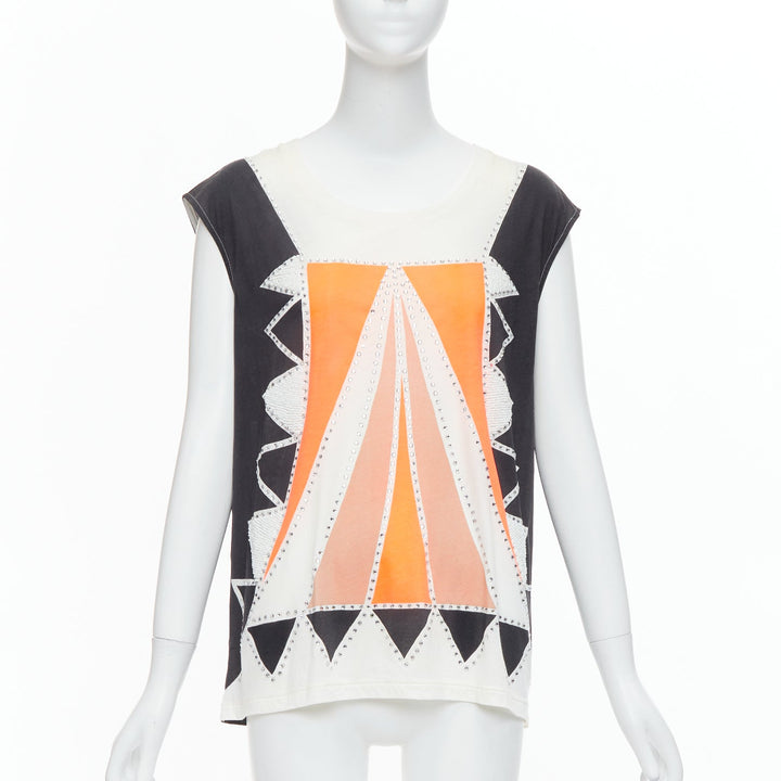 SASS & BIDE Love Shady neon orange black crystal embellished cotton tank S