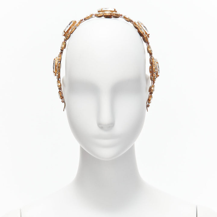 rare MEADHAM KIRCHHOFF Lilien Czech Runway crystals pearl bronze alice headband