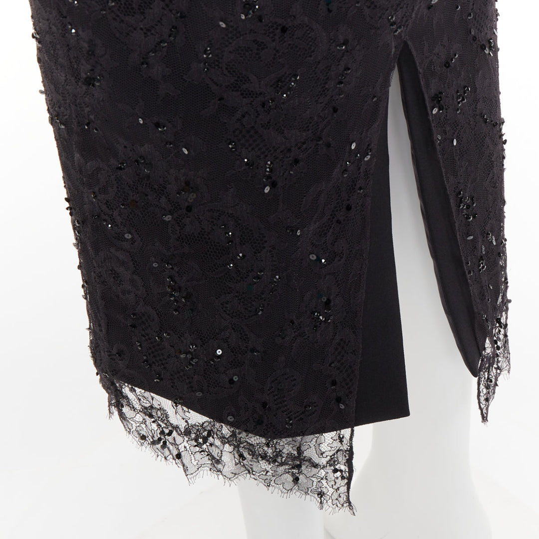 ALEXANDRE VAUTHIER COUTURE AW2019 Runway green rosette crystal lace dress