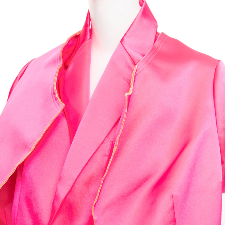 rare COMME DES GARCONS 2020 Runway fuschia pink structured satin layered coat S