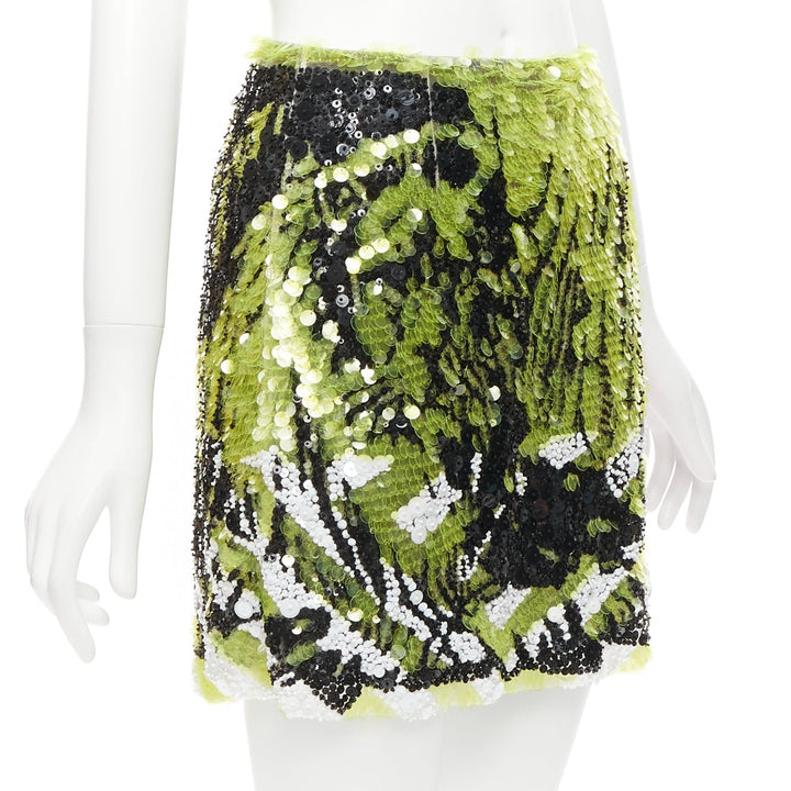 rare CHRISTIN DIOR D-Jungle Lion sequins pailette bead embellished skirt FR34