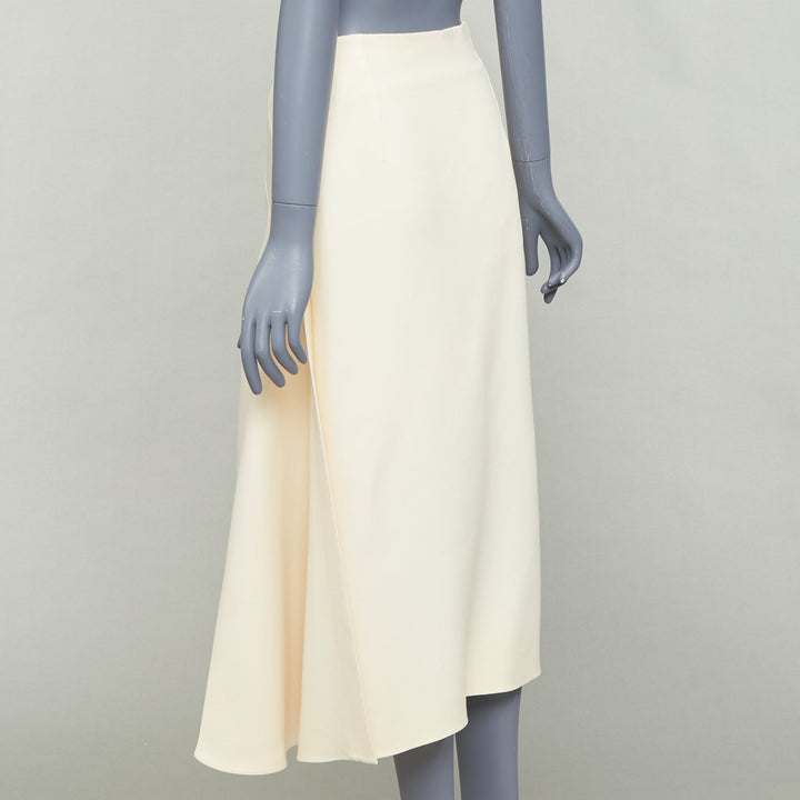 CHRISTIAN DIOR ecru  cream wool silk bias cut pleated Aline skirt FR38 M