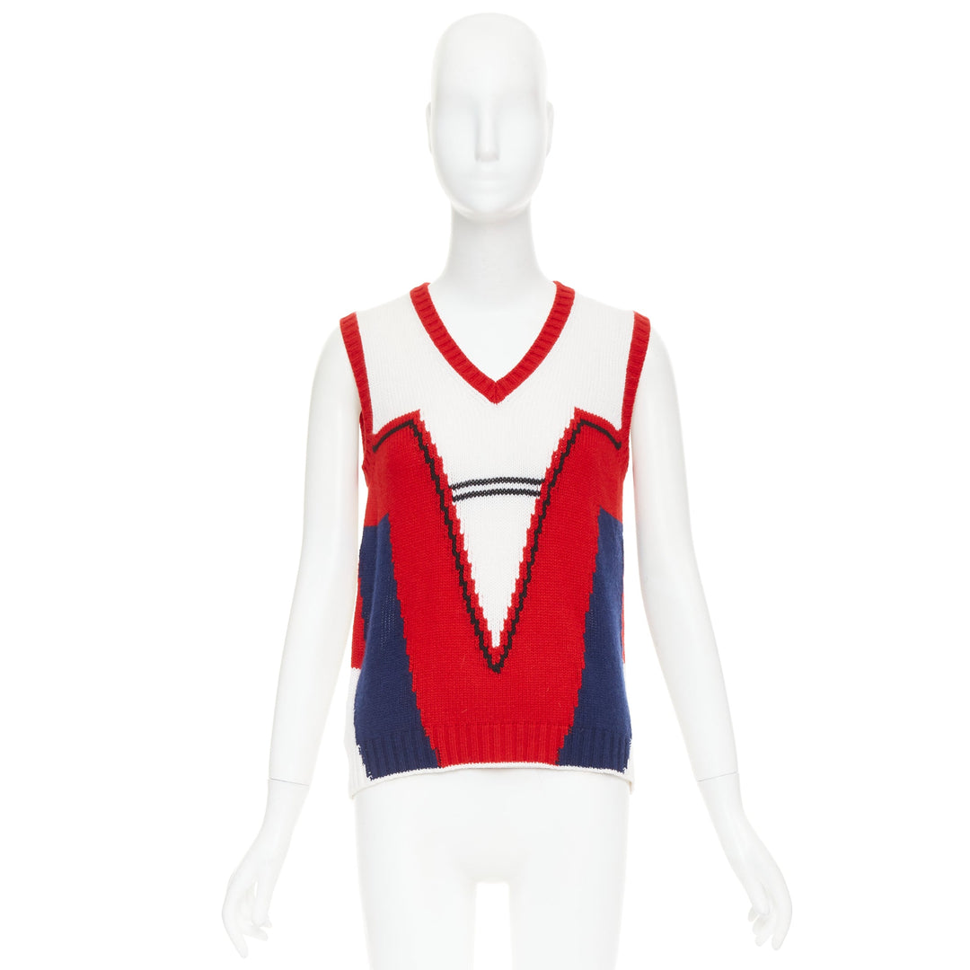 PRADA 2016 Runway 100% cashmere colorblocked intarsia sweater vest IT38 XS