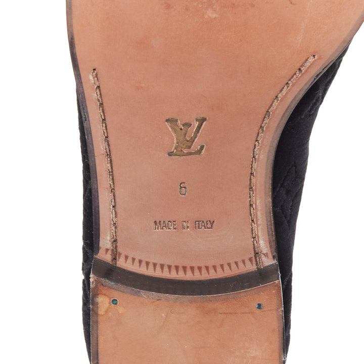 LOUIS VUITTON Auteuil Velvet Monogram Smoking Slipper tux loafer shoes UK6