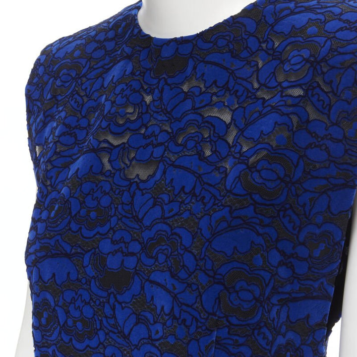 LOUIS VUITTON 2017 Runway cobalt blue floral velvet effect lace vest FR36 XS