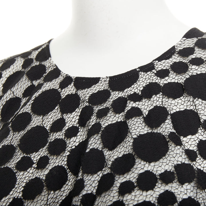 GIAMBATTISTA VALLI black white polkadot lace sleeveless high low blouse IT40 S