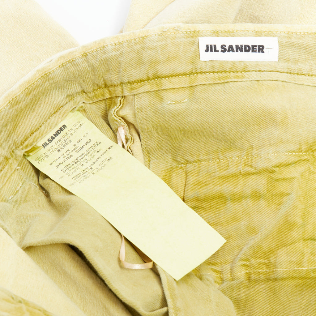 JIL SANDER + washed yellow cotton belted wide leg pants FR38 M