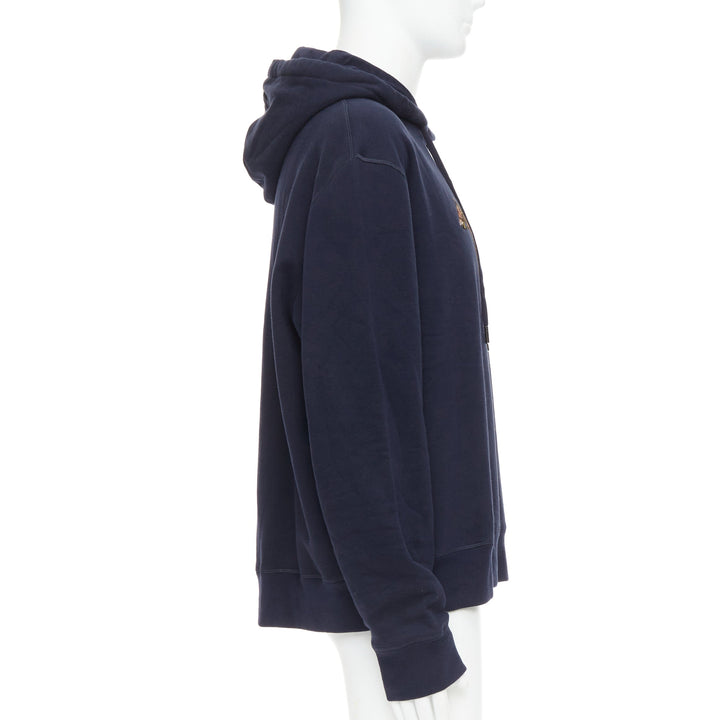 RALPH LAUREN Purple Label navy cotton horse embroidered hoodie XL