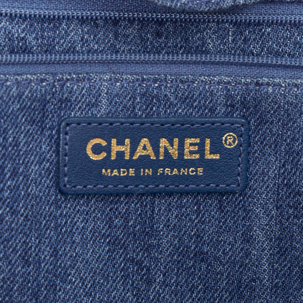 CHANEL 2019 Runway Paris-Egypt Deauville Hieroglyph Shopping Tote denim blue