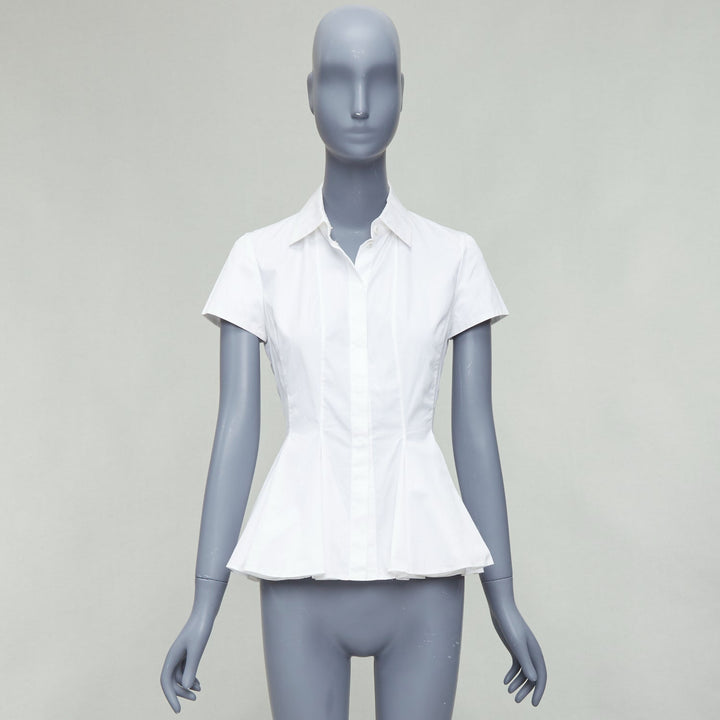 GIAMBATTISTA VALLI white cotton peplum panelled shirt IT38 XXS
