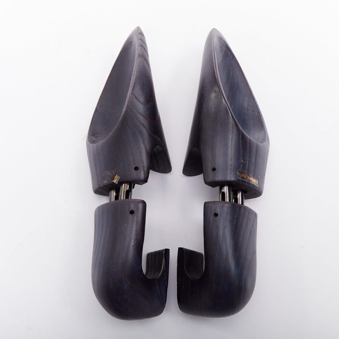 BERLUTI dark blue wooden carved logo shoe tree shape holder UK7 EU41