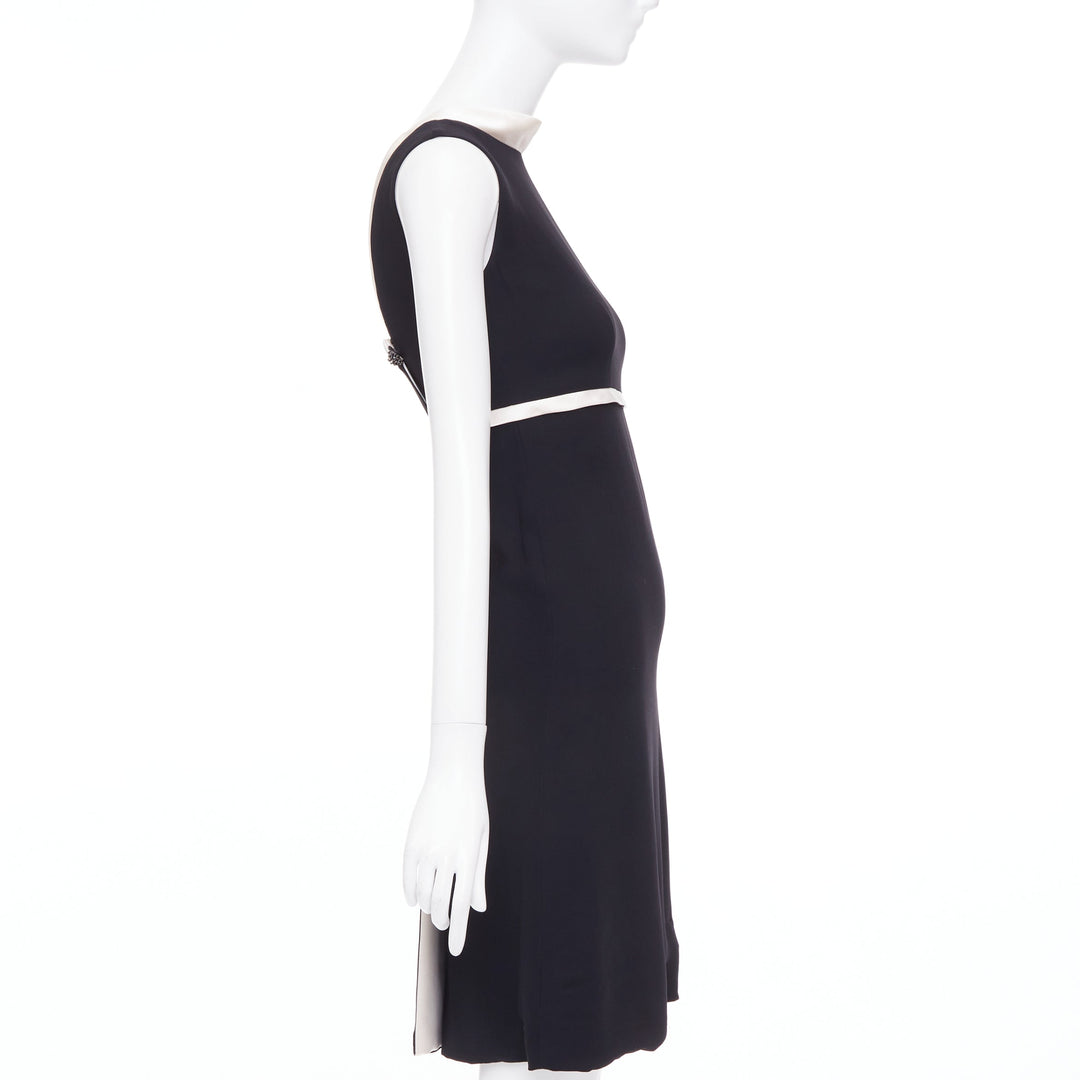 BALENCIAGA Nicolas Ghesquiere 2007 black cream square neck back dress FR36 S