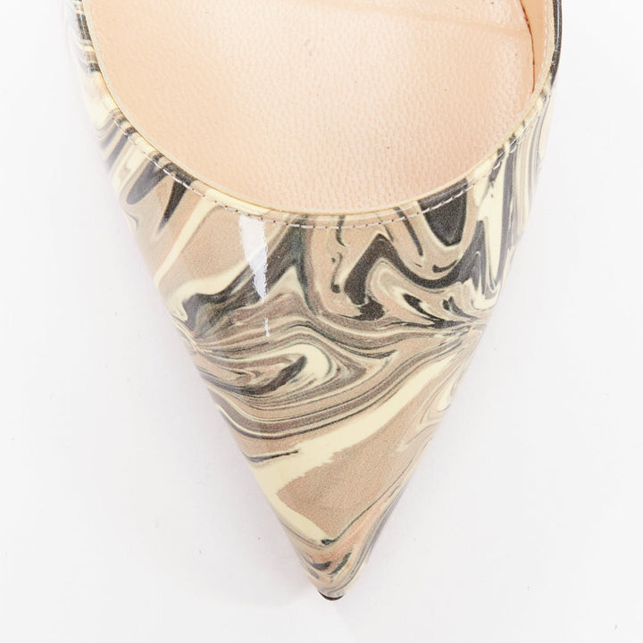 CHRISTIAN LOUBOUTIN So Kate stone marble swirl print patent high heels  EU36