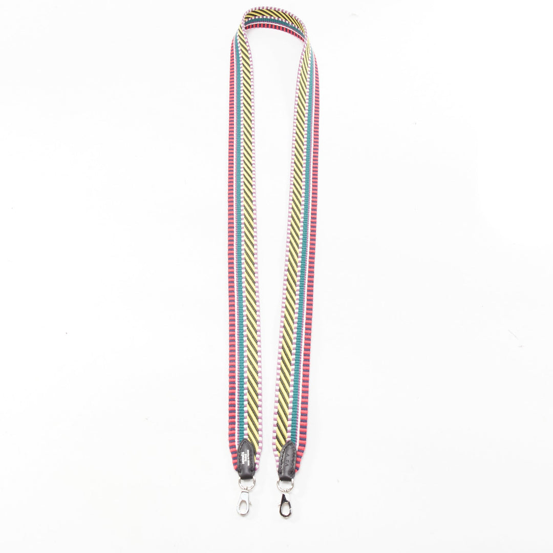 HERMES Sangle 25 multicolour chevron stripes woven silver hardware bag strap