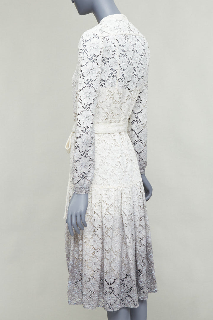 rare BURBERRY PRORSUM 2014 cream grey ombre lace dress IT38 XS Olivia Palermo