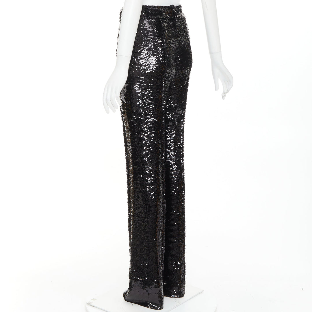 ALEXANDRE VAUTHIER COUTURE AW2020 Runway black sequin high waist straight pants
