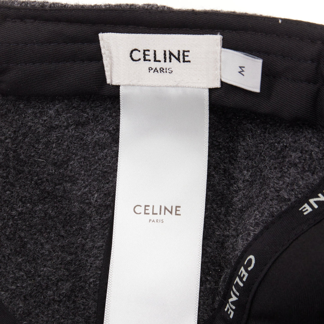 CELINE Triomphe Baseball Cap grey black two-tone wool white curved brim cap M